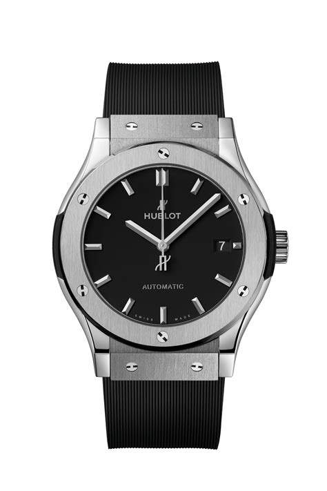 Hublot Classic Fusion Titanium Black Dial Rubber Watch